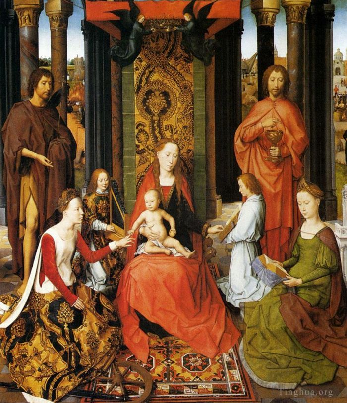 汉斯·梅姆林 的油画作品 -  《亚历山大圣凯瑟琳的神秘婚姻》