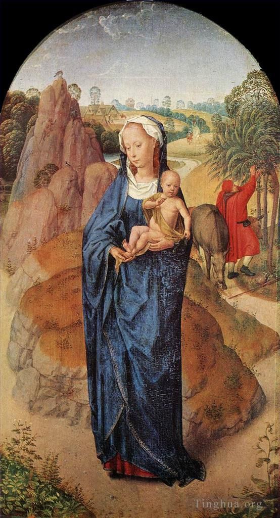 汉斯·梅姆林 的油画作品 -  《风景画中的圣母子,罗斯柴尔德》