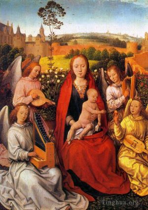 艺术家汉斯·梅姆林作品《圣母子与音乐家天使,1480》