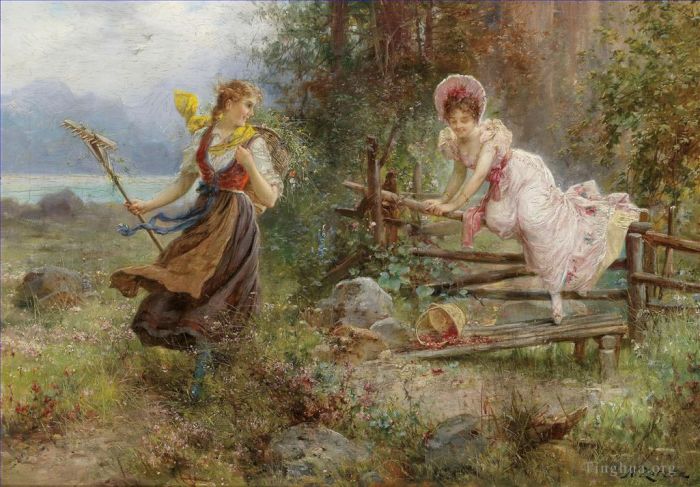 汉斯·查兹卡 的油画作品 -  《花姑娘乡村》