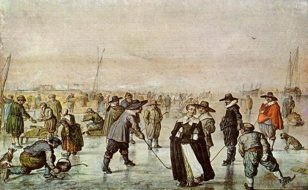 亨德里克·阿维坎普作品《冰上的冬天风景》