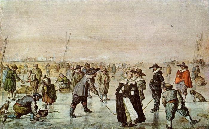 亨德里克·阿维坎普 的各类绘画作品 -  《冰上的冬天风景》