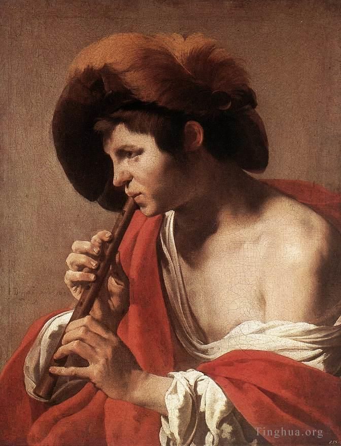 亨德里克·德·布吕根 的油画作品 -  《吹长笛的男孩》