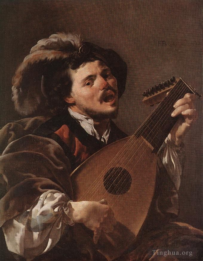 亨德里克·德·布吕根 的油画作品 -  《琵琶演奏家》