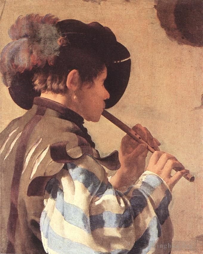 亨德里克·德·布吕根 的油画作品 -  《长笛演奏家》
