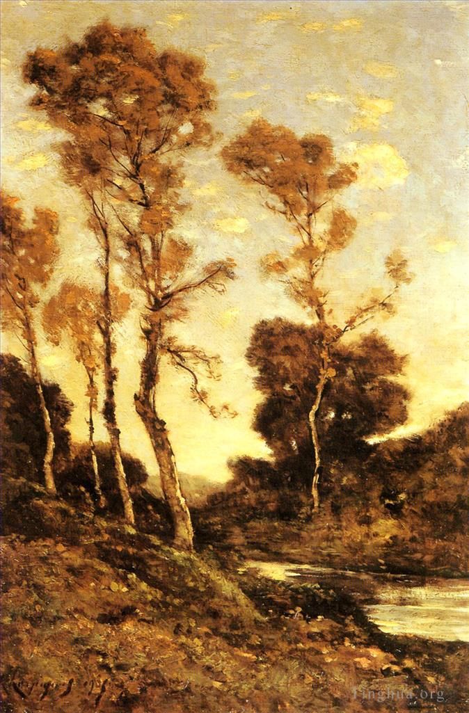 亨利·哈伯尼斯 的油画作品 -  《秋季河景》