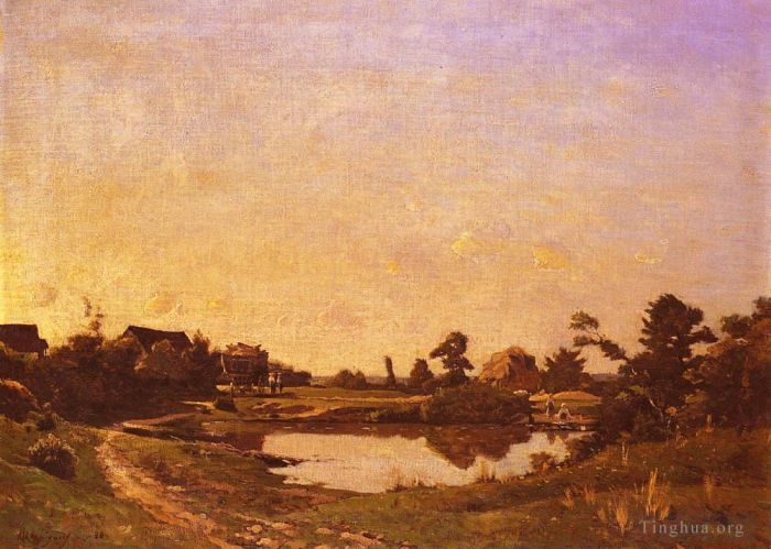 亨利·哈伯尼斯 的油画作品 -  《中午在草地上》