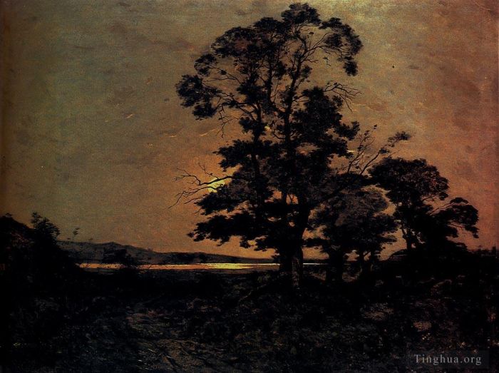 亨利·哈伯尼斯 的油画作品 -  《卢瓦尔河月光》