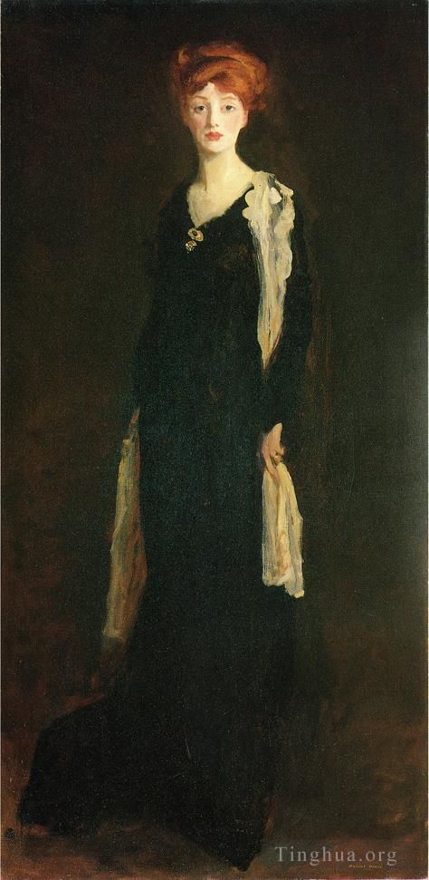 亨利·罗伯特 的油画作品 -  《黑色围巾,O,又名,Marjorie,Organ,Henri》