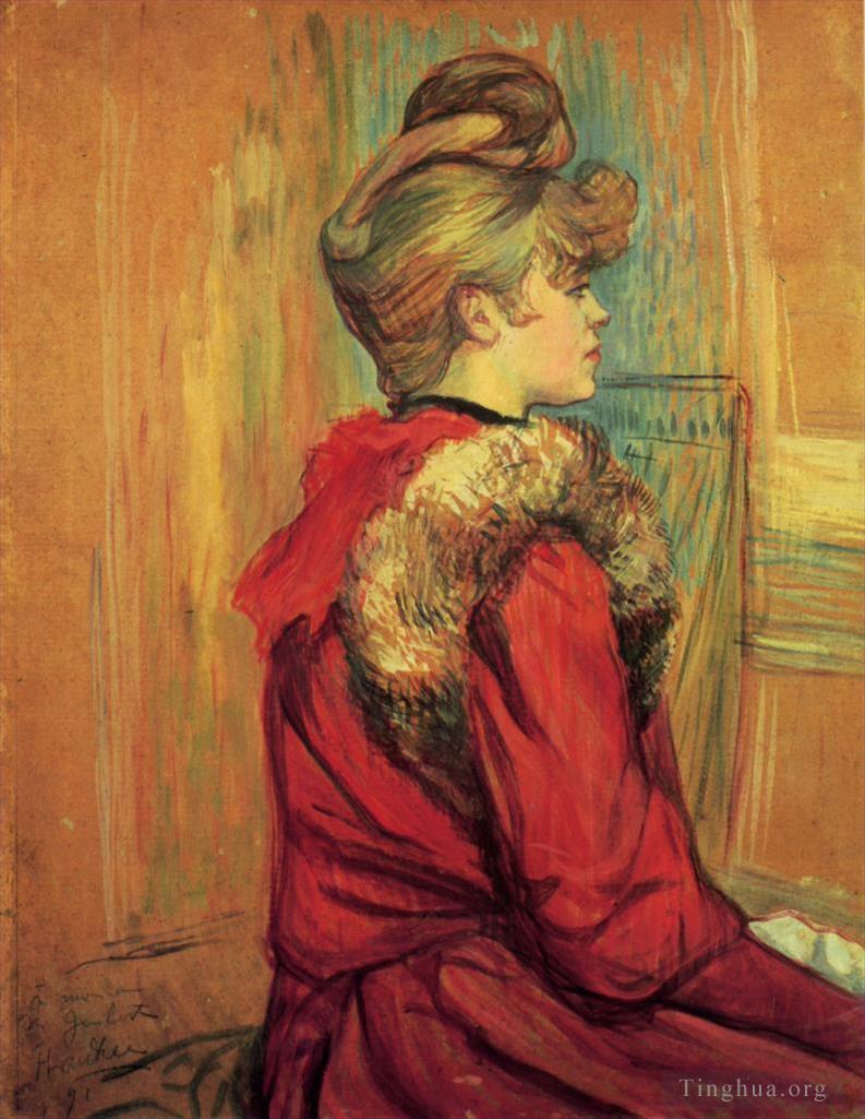 亨利·德·图卢兹·劳特累克作品《穿皮草的女孩,Jeanne,Fontaine,小姐》