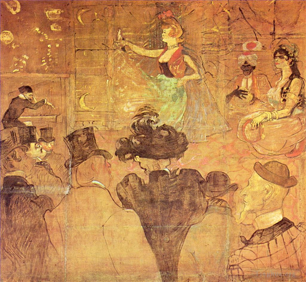 亨利·德·图卢兹·劳特累克作品《1895,年摩尔人舞蹈博览会上,La,Goulue,的展位》
