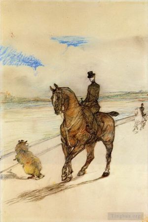 艺术家亨利·德·图卢兹·劳特累克作品《女骑士,1899》