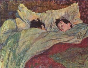 艺术家亨利·德·图卢兹·劳特累克作品《躺在床上,1893》