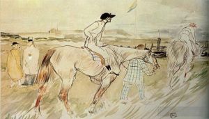 艺术家亨利·德·图卢兹·劳特累克作品《热切地想要某样东西就足够了,好骑师,1895》