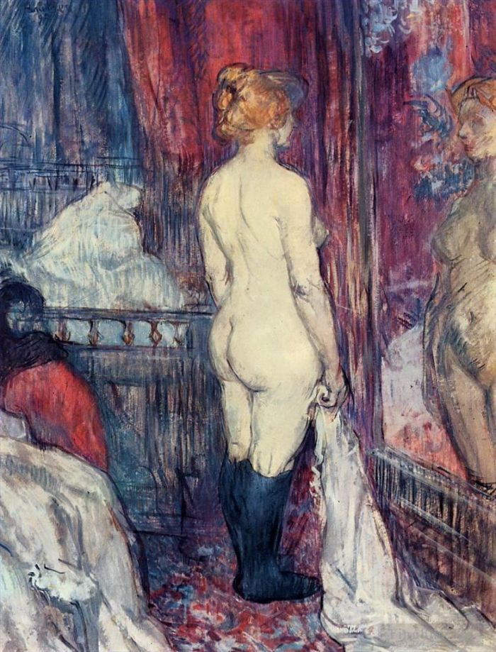 亨利·德·图卢兹·劳特累克 的各类绘画作品 -  《裸体站在镜子前,1897》