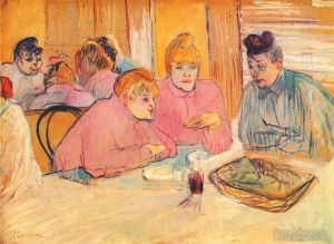 艺术家亨利·德·图卢兹·劳特累克作品《餐桌周围的妓女》