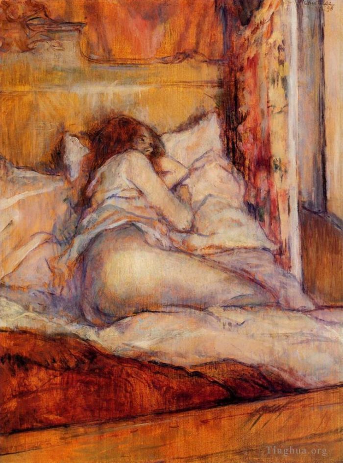 亨利·德·图卢兹·劳特累克 的各类绘画作品 -  《床1898》