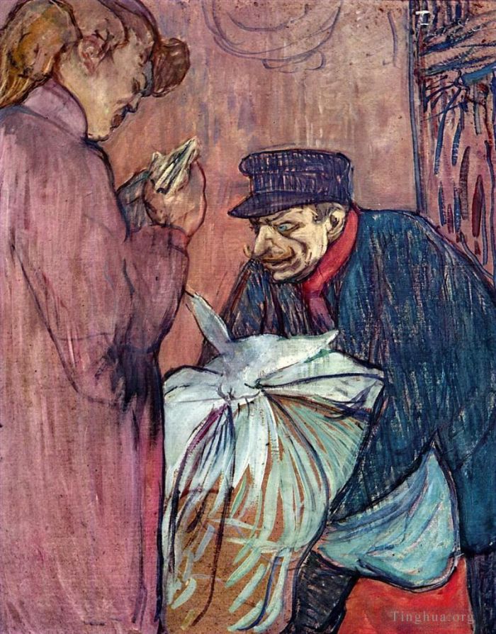 亨利·德·图卢兹·劳特累克 的各类绘画作品 -  《洗衣工拜访妓院,1894》