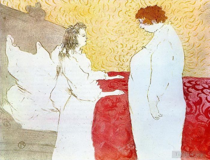 亨利·德·图卢兹·劳特累克 的各类绘画作品 -  《1896,年，这些女人在床上起身》