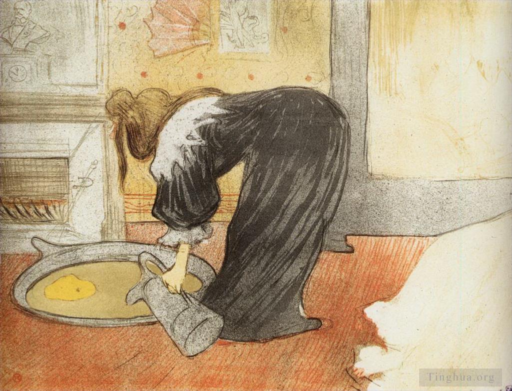 亨利·德·图卢兹·劳特累克作品《他们带着浴缸的女人,1896》