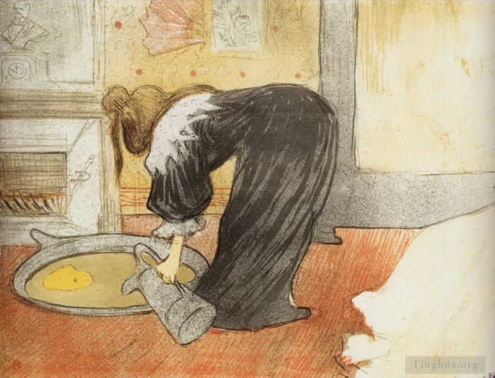 亨利·德·图卢兹·劳特累克 的各类绘画作品 -  《他们带着浴缸的女人,1896》