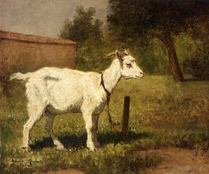艺术家亨利艾特·罗纳·克尼普作品《草地上的山羊,动物,羊》