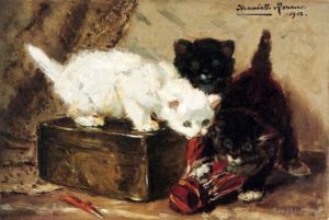 艺术家亨利艾特·罗纳·克尼普作品《小猫在玩耍》
