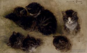 艺术家亨利艾特·罗纳·克尼普作品《小猫的研究》