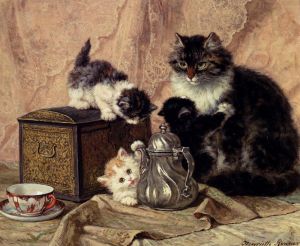 艺术家亨利艾特·罗纳·克尼普作品《小猫的下午茶时间》