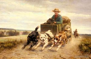 艺术家亨利艾特·罗纳·克尼普作品《狗车》