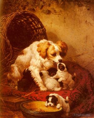 艺术家亨利艾特·罗纳·克尼普作品《幸福的家庭》