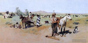 艺术家亨利·弗朗索瓦·法尔尼作品《印第安人营地2》