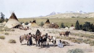 艺术家亨利·弗朗索瓦·法尔尼作品《印第安营地》