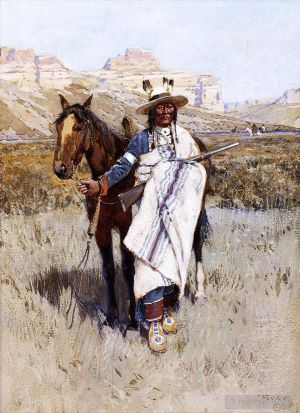 艺术家亨利·弗朗索瓦·法尔尼作品《印第安侦察兵》