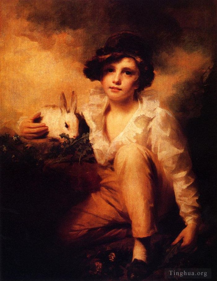 亨利·雷伯恩 的油画作品 -  《男孩和兔子》