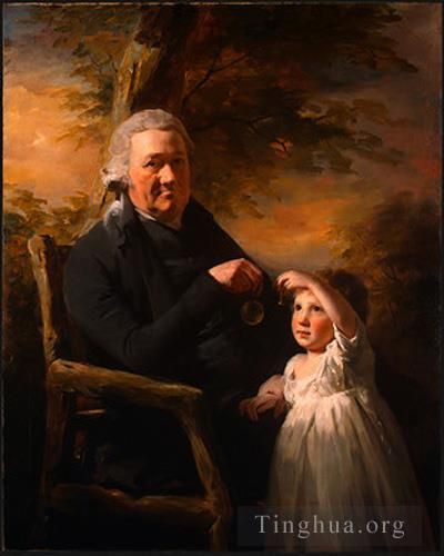 亨利·雷伯恩 的油画作品 -  《约翰·泰特和他的孙子》