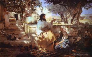 艺术家亨德里克·赫克托·谢米拉德斯基作品《基督在玛莎和玛利亚的家中,新约,亨利克·西米拉兹基》