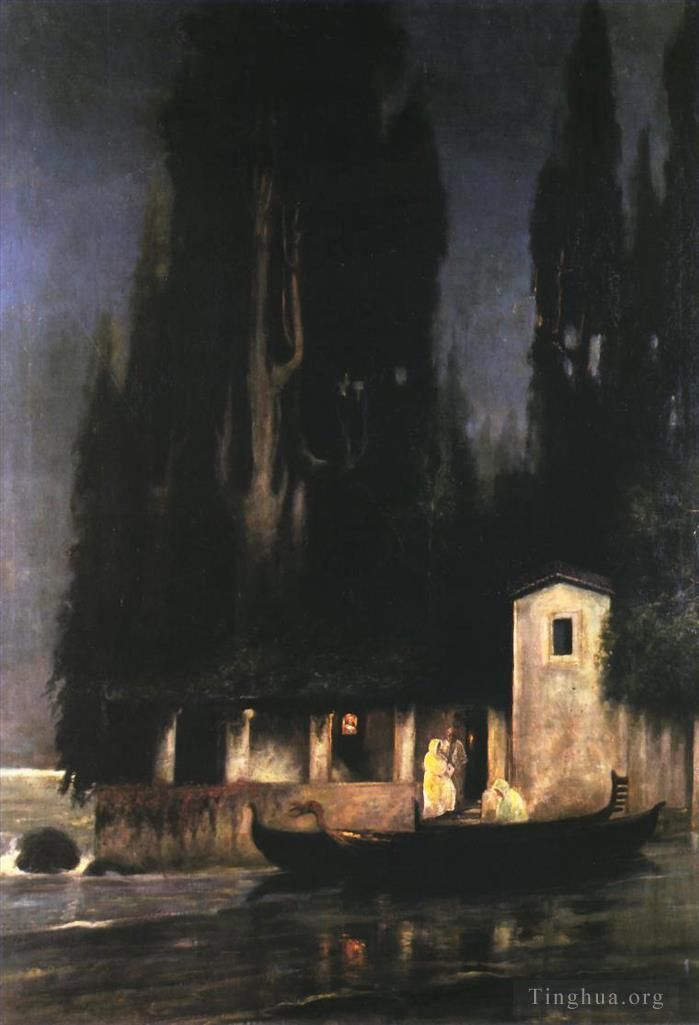 亨德里克·赫克托·谢米拉德斯基 的油画作品 -  《晚上从岛屿出发》