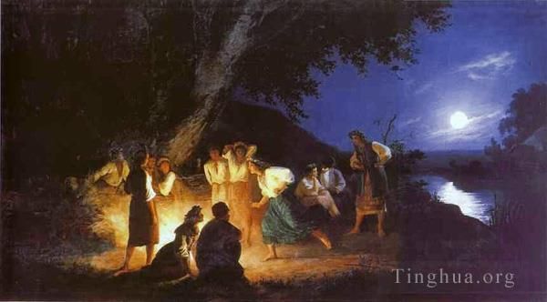亨德里克·赫克托·谢米拉德斯基 的油画作品 -  《伊万·库帕拉前夕之夜》