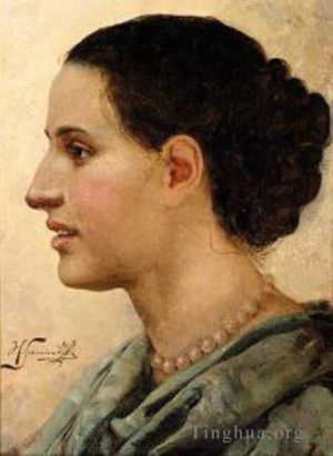 艺术家亨德里克·赫克托·谢米拉德斯基作品《一个年轻女子的肖像》