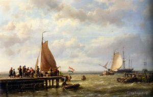 艺术家赫曼努斯·库库克·森尔作品《在锚地供应一艘高船》