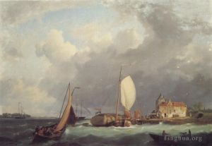 艺术家赫曼努斯·库库克·森尔作品《从荷兰海岸运输》