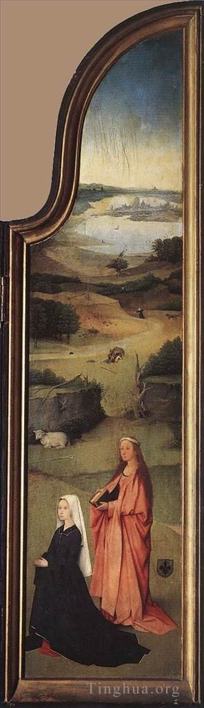 希罗宁姆斯·博希 的油画作品 -  《圣阿格尼丝与捐赠者的道德》