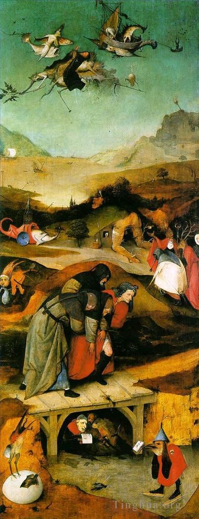 希罗宁姆斯·博希 的油画作品 -  《圣安东尼的诱惑三联画左翼寓意》
