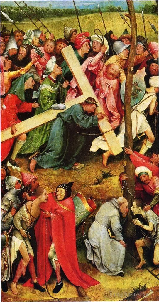 希罗宁姆斯·博希 的油画作品 -  《基督背着十字架,1490》