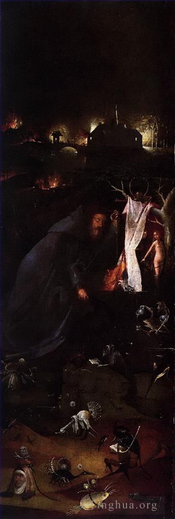希罗宁姆斯·博希 的油画作品 -  《隐士圣人三联画左面板》