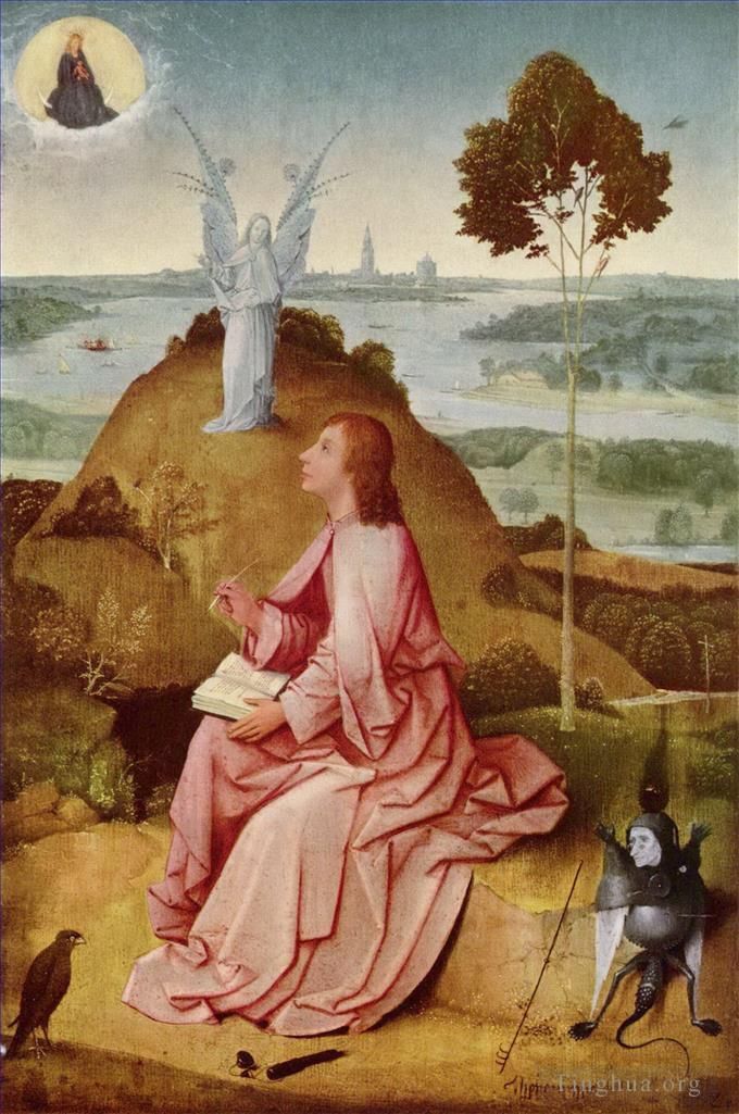 希罗宁姆斯·博希 的油画作品 -  《圣约翰福音传教士在拔摩岛,1485》