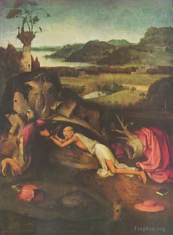 希罗宁姆斯·博希 的油画作品 -  《圣杰罗姆祈祷,1500》