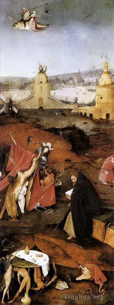 希罗宁姆斯·博希 的油画作品 -  《圣安东尼的诱惑三联画,1502》