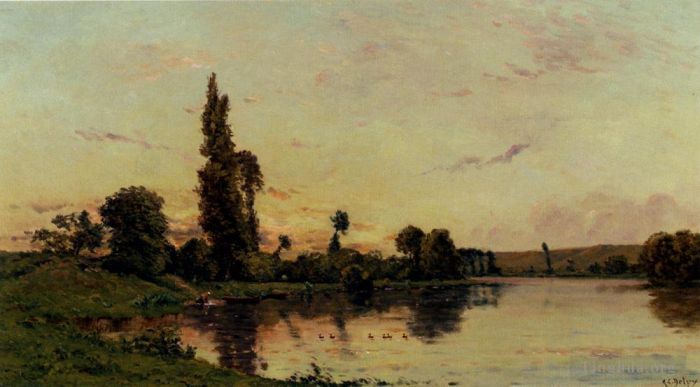 希波吕忒·卡米尔·德尔皮 的油画作品 -  《河岸上的洗衣妇》